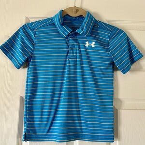 Under Armour Blue Shirt with Yellow Stripes